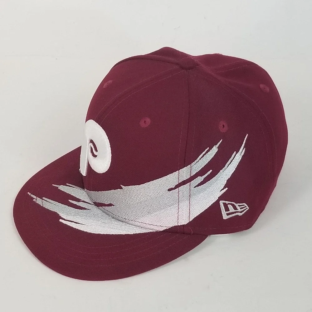 New‎ Era Hat Men 7 3/8 Maroon Philadelphia Phillies 59FIFTY Fitted Cap